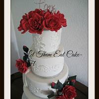 Sugar roses and damask with drapery