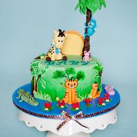 Jungle theme baby shower cake