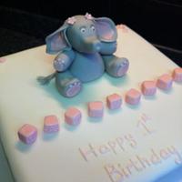 Baby Elephant 1st Birthday Cake