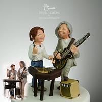 Cake topper for two musicians
