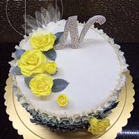 "Yellow N Grey" Birthday Cake