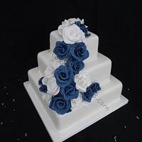 Blue cascading roses