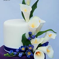 Wedding cake calla lily and freesia