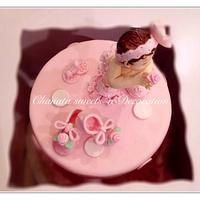 Baby pink flower headband cake topper