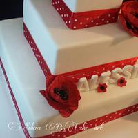 Red poppies cake