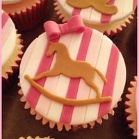 Stripe Baby Shower Cupcakes