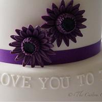 Purple Gerbera Wedding Cake