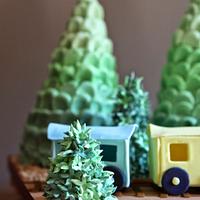 Tree & Train Cake