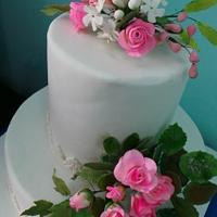 Wedding Cake with floral spray