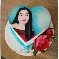 Sweet cake portrait for a beautiful lady