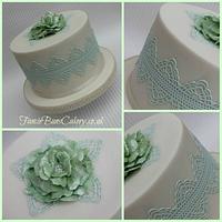 Sage Green Lace & Rice Paper Flower