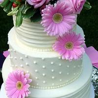 Dots and Lines Buttercream Wedding Cake