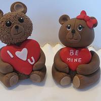 3D Fondant Valentine Teddy Bear Cake Toppers