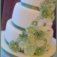 Ruffle Flowers Wedding Cake