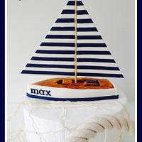 Wooden toy Sailboat cake