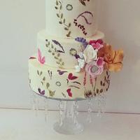 Hand painted wedding cake.