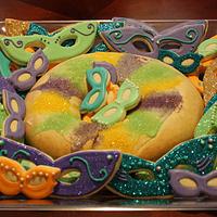 King Cake and Mask Cookies