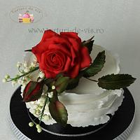 Black and white and red roses