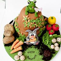 25th Wedding Anniversary Cake for two Allotment/great-outdoors fans