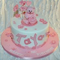 Pink teddy cake 