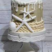 Seaside /Burlap Cake