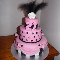Pink and Black theme 21st cake