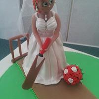 Cricket theme wedding cake