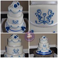 Piped wedding cake