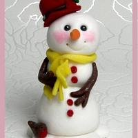 Snowman Christmas Cake Topper - fondant