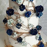 A floral engagement cake