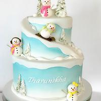 Snow man themed cake - Cake by Inds - CakesDecor