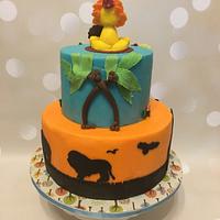 Safari theme first birthday cake 