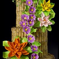 Bamboo and Flowers Cake - Vesak Festival