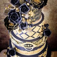 Navy Steampunk Wedding Cake