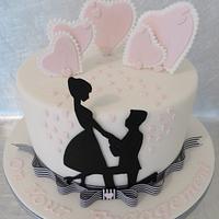 Silhouette Engagement Cake