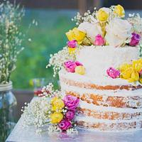 Naked Cake w/ Sugared natural flowers