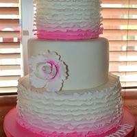 Pink Ombre Ruffle Cake