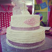 Ruffle baptism cake