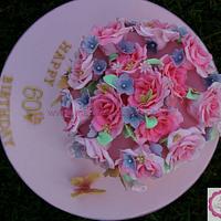 Sweet Pink Floral Celebration Cake