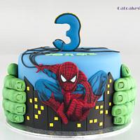 Spiderman & Hulk cake