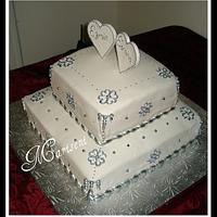 Silver & White Engagement Cake