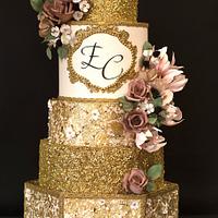 Royal gold wedding cake