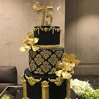 Black and Gold Elegant Cake