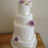 Vintage inspired rose wedding cake