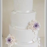 purple ombré rose wedding cake