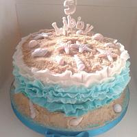 Beach themed birthday cake