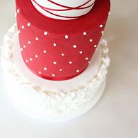 Red and white wedding cake 