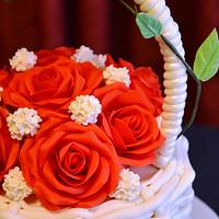 Honney cake with red sugar roses