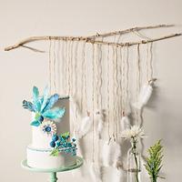 Flowers and Feathers Bridal Shower Cake