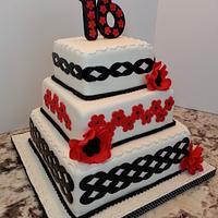 Sweet 16 White, Black and Red Theme